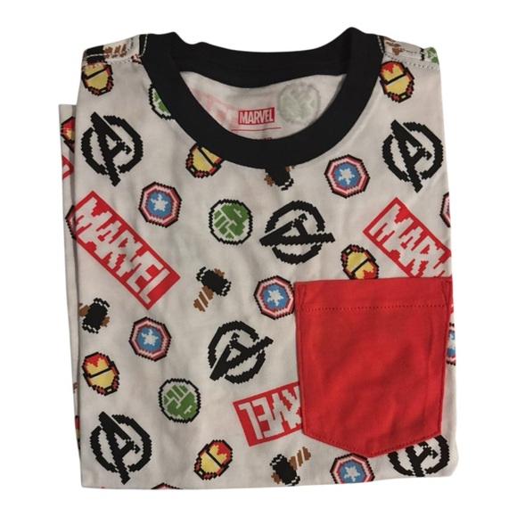 Marvel Kids Tee with Red Pocket and Logo Print - Picture 2 of 2
